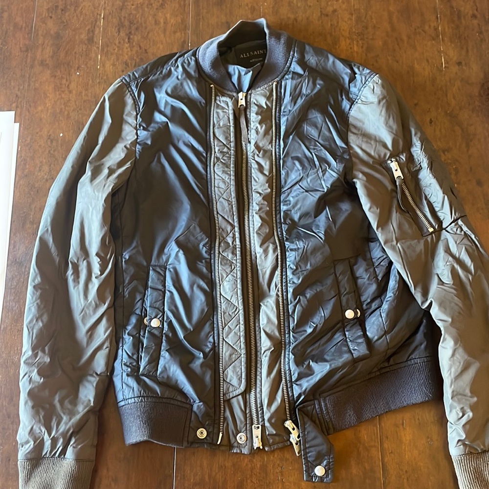 All saints green and black bomber